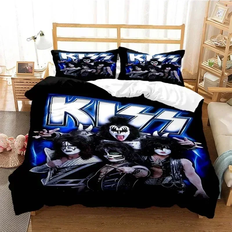 Kiss Rock Band Comfortable Duvet Quilt Cover Pillowcase Bedding Set Children Bedroom Decoration Home Textile