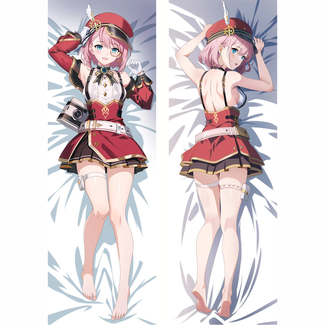 

Genshin Impact Charlotte Cosplay Hugging Body Pillow Case XMAS Charlotte Costume Long 2-Side Long Hug Cover Holiday Gift