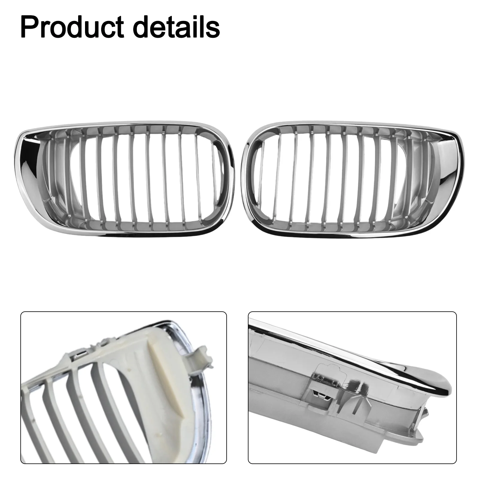 Car Bumper Grill Chrome Grille Automotive Replacement ABS Material Anti-Corrosion Direct Installation Non-Deformed