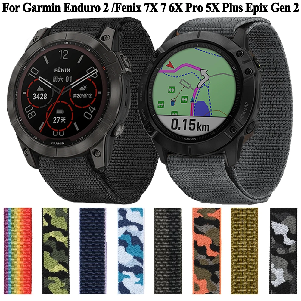 Hook Loop Nylon Band For Garmin Fenix 7X 6 6X Pro 5 5X Plus Epix 26mm 22mm Smart Watch Bracelet Fenix 7 Strap Wristbands Correa