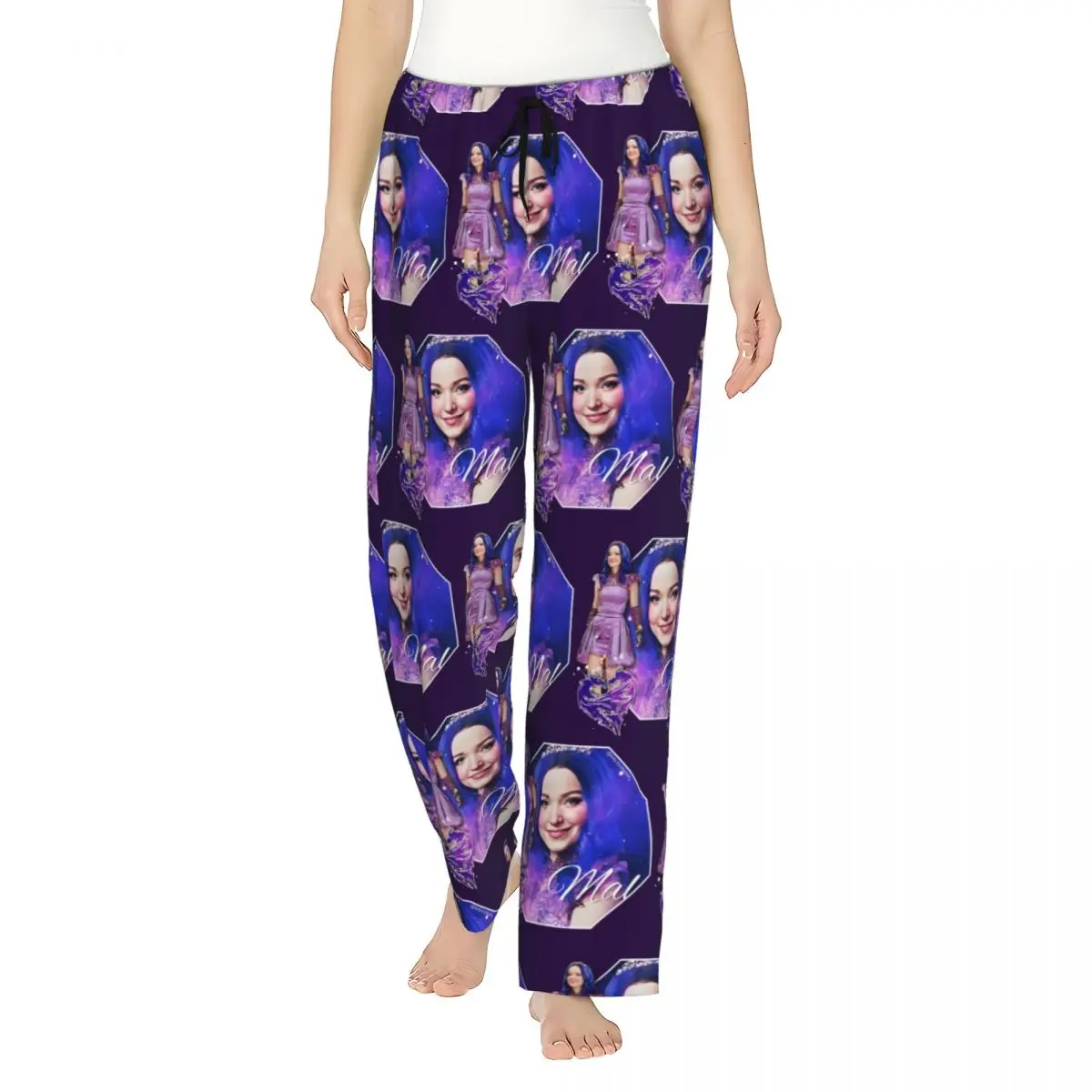 Custom Descendants Pajama Pants Women's Mal Purple Queen Sleepwear Lounge Sleep Bottoms Stretch with Pockets