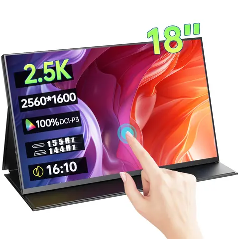 Monitor portatile touchscreen da 18 pollici 2.5K 155Hz 100%DCI-P3 HDR 1MS FreeSync IPS Display da gioco per PC XBox PS4/5 Switch