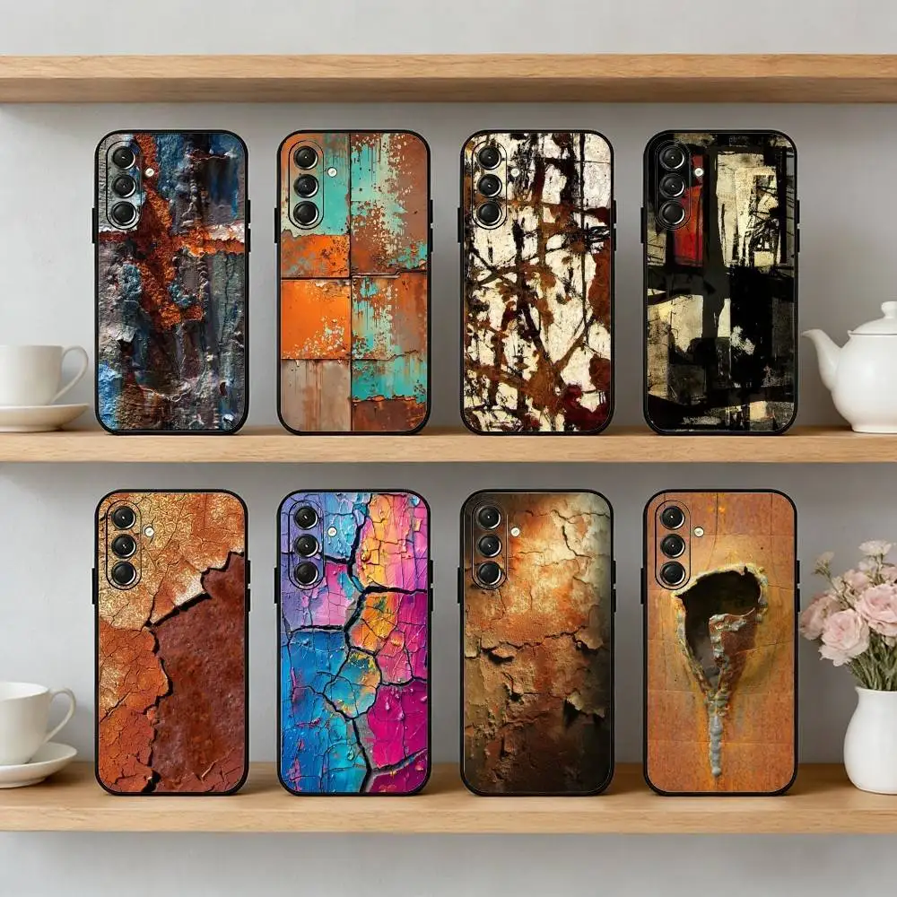 

R-Retro Industrial Style Rusty Phone Case For Samsung Galaxy A73,A21s,A22,A31,A52,A53,A71,A41Soft Black Shell