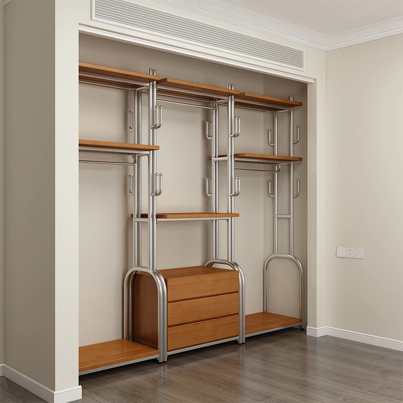 

Zhongqing Open Wardrobe Walk-in Hanger Floor Bedroom Frame Metal Cloakroom Shelf