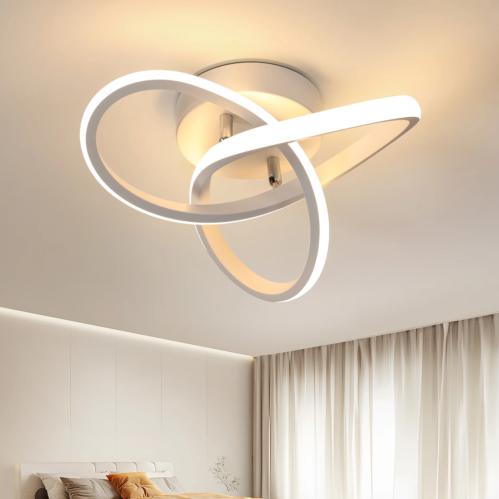 Modern LED Ceiling Light 22W Flush Mount Ceiling Lighting Fixtures 3000K Warm White Light Spiral Design Close to Ceiling Light