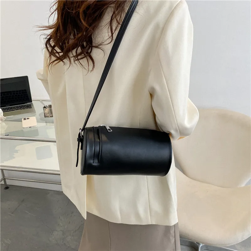 Underarm Bag for Women New Fashion Retro Cylindrical Bags Female High-end Texture Niche Design Pu Crossbody Bag Trendy