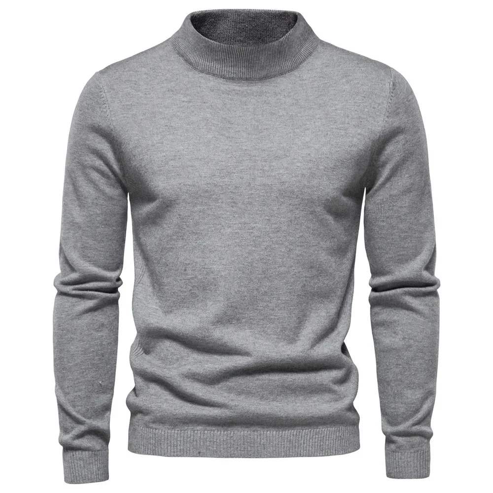 

Men's Overhead Sweater Casual High Collar Knitted Pure Color Autumn Winter New Style Men's Fashion Clothing Comfortable Fit