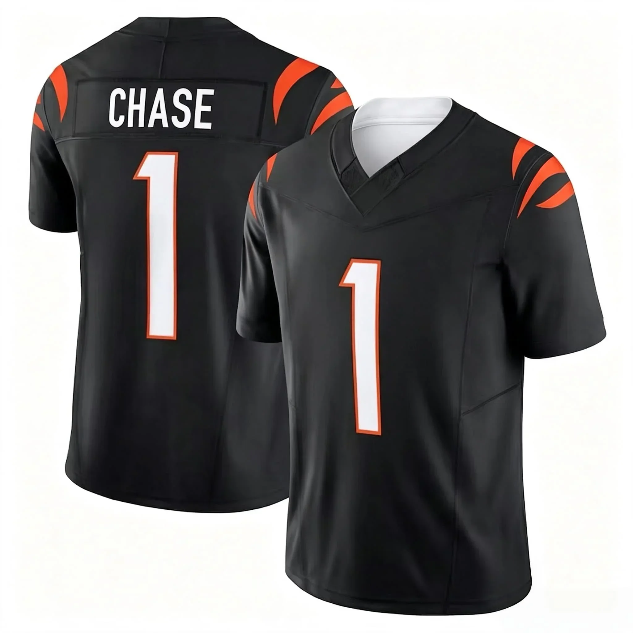 Ja'Marr Chase #1 Cincinnati Bengals Game Jersey Men Short Sleeve V‑Neck Sport Top American Football Fan Apparel