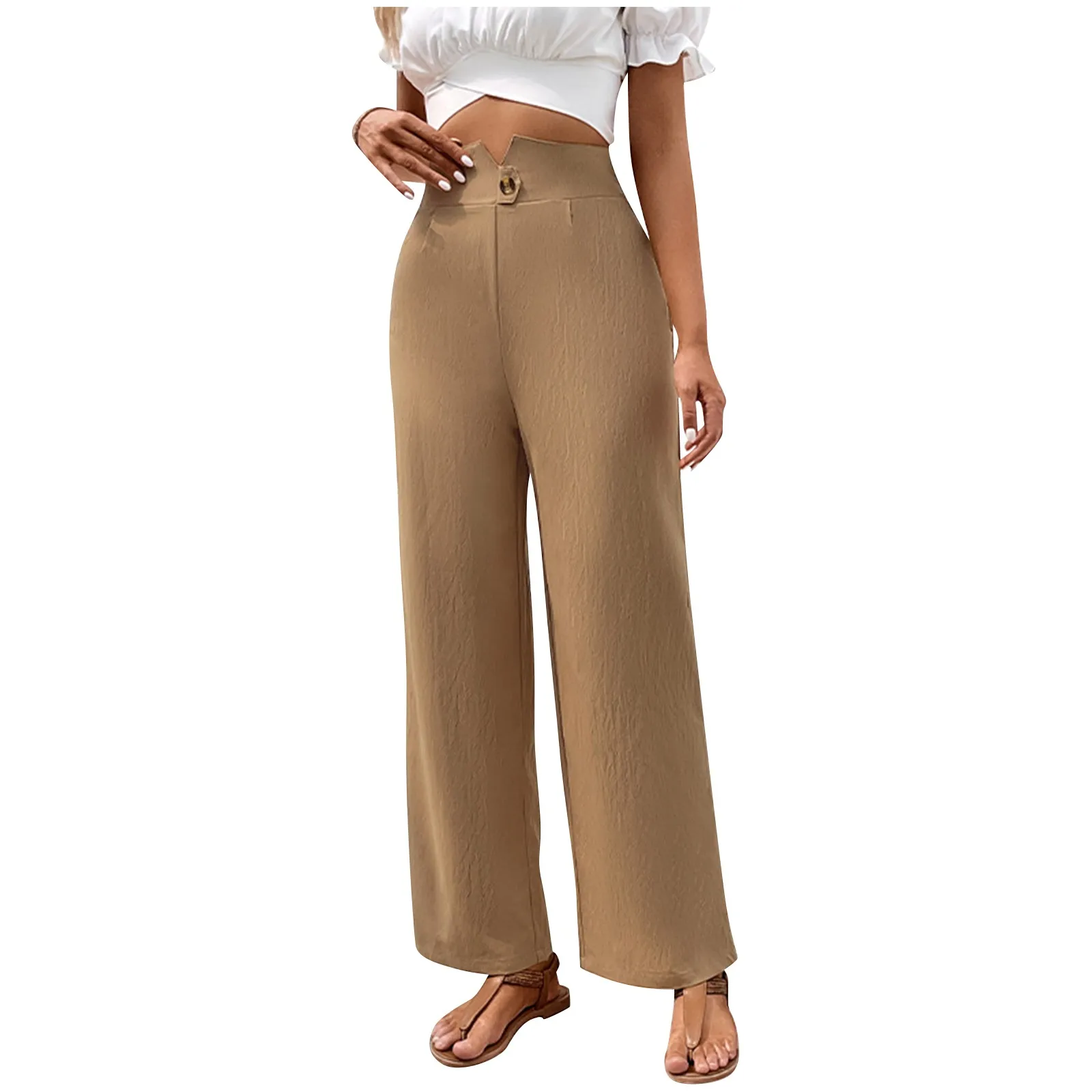 Pants Elegant High Waist Cropped Work Pants For Women Khaki All-match Daily Office Formal Wear Fashion Women's Trousers S-xl