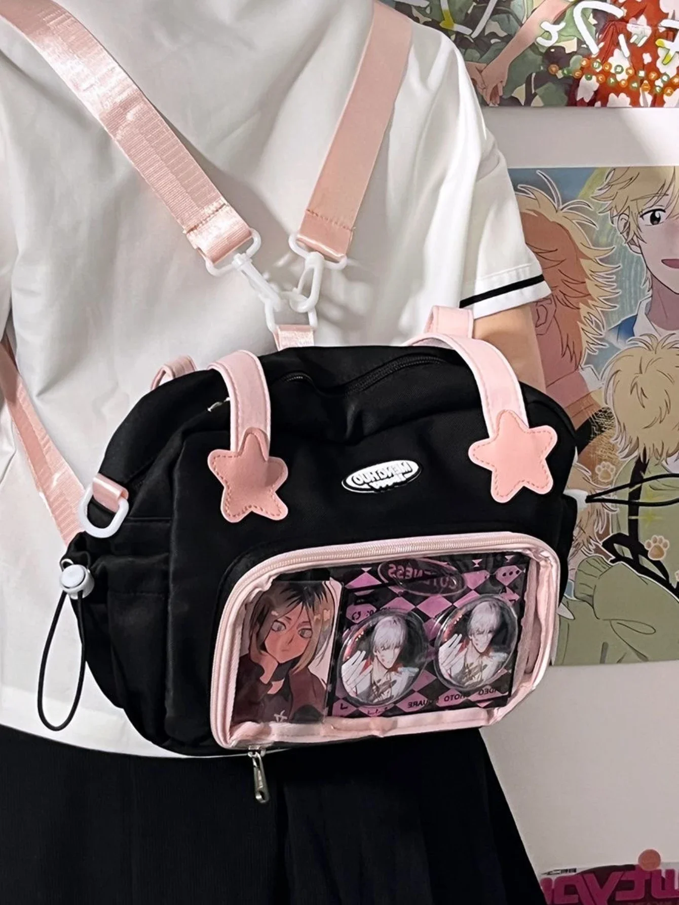 

Маленькие женские прозрачные прозрачные кавайные сумки через плечо Itabag, японские 3-ходовые сумки через плечо для девочек, цветные лоскутные сумки и кошельки, рюкзак JK