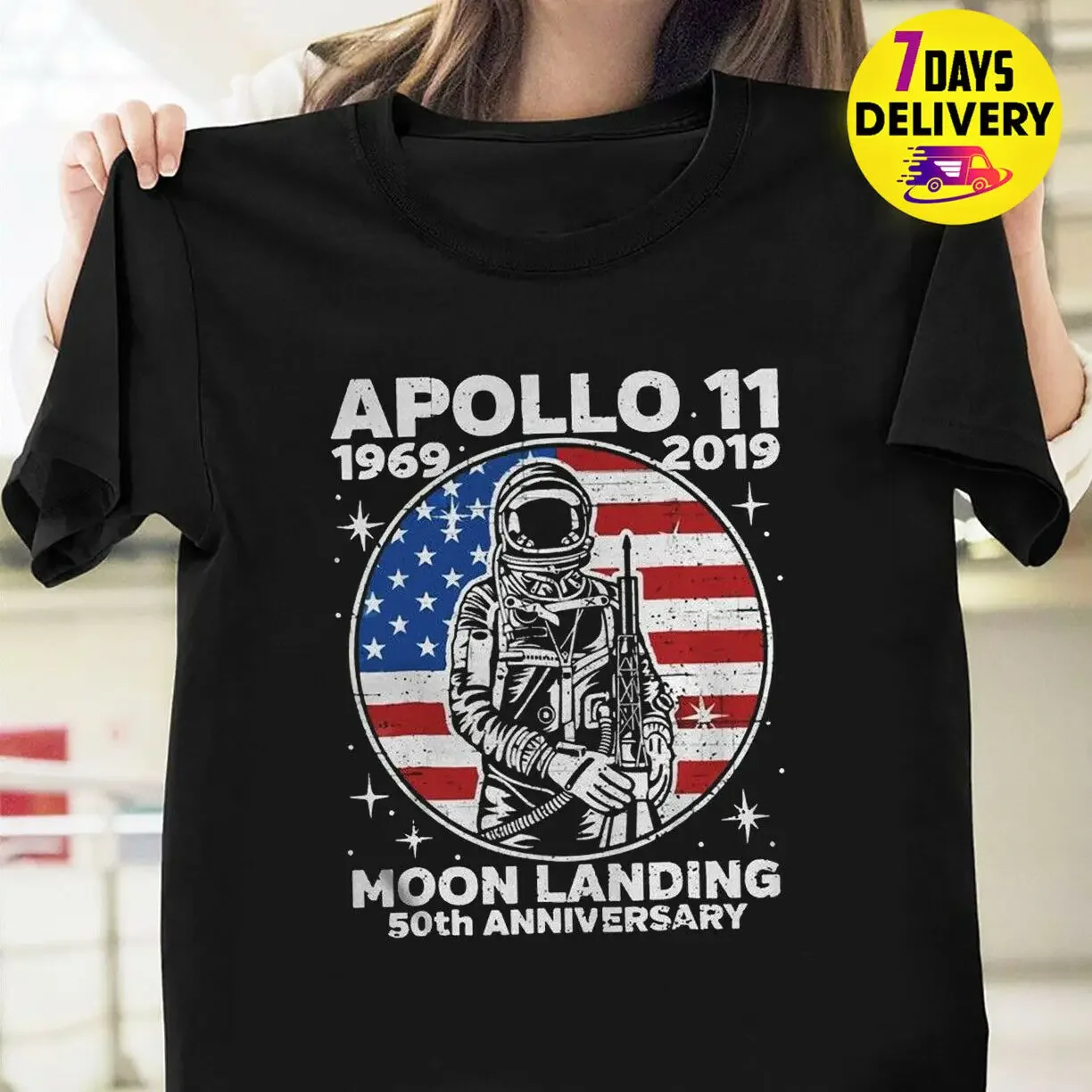 

Крутая футболка на 50-летие Apollo 11 Moon Landing, черная футболка размера S-3XL