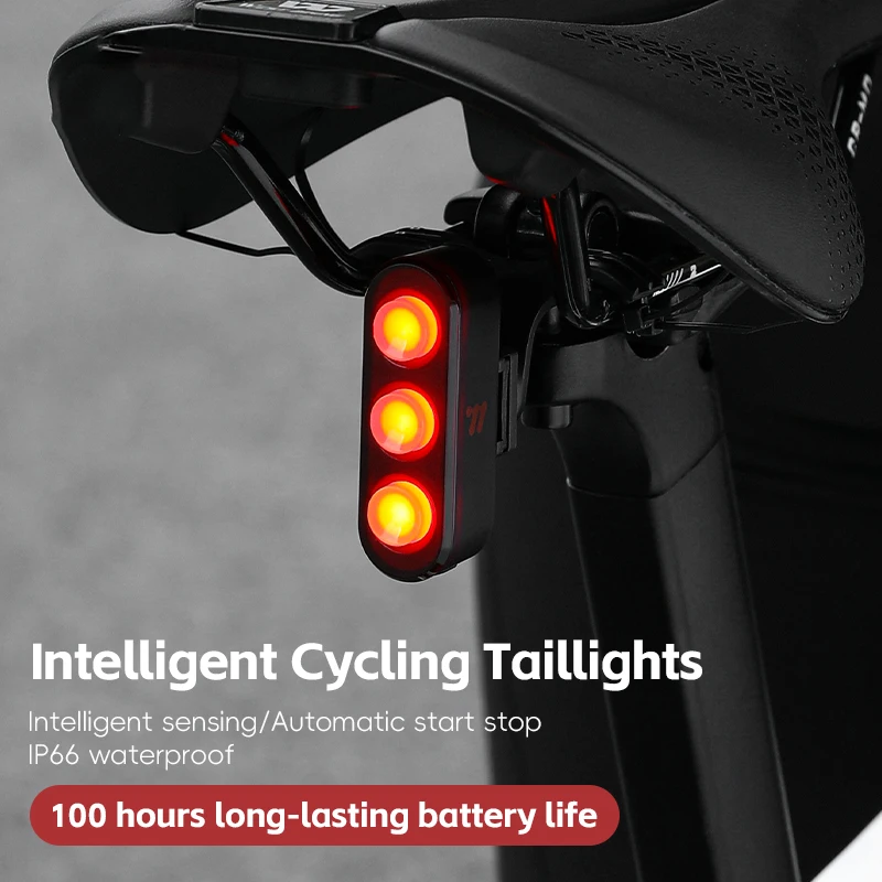 WEST BIKING Bicycle Rear Light Multi LED IP66 Tail light Auto Start/Stop Brake Sensing Long Endurance Rechargeable Taillights