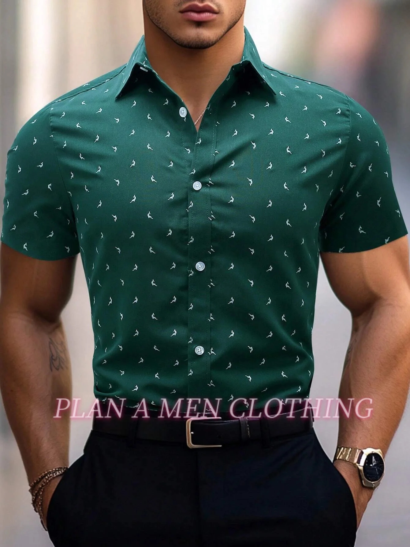 2025 primavera Camicia con stampa piccolo squalo Camicia hawaiana a maniche corte da uomo Moda Top Camicetta ampia Abbigliamento Camicia da uomo da ufficio quotidiana