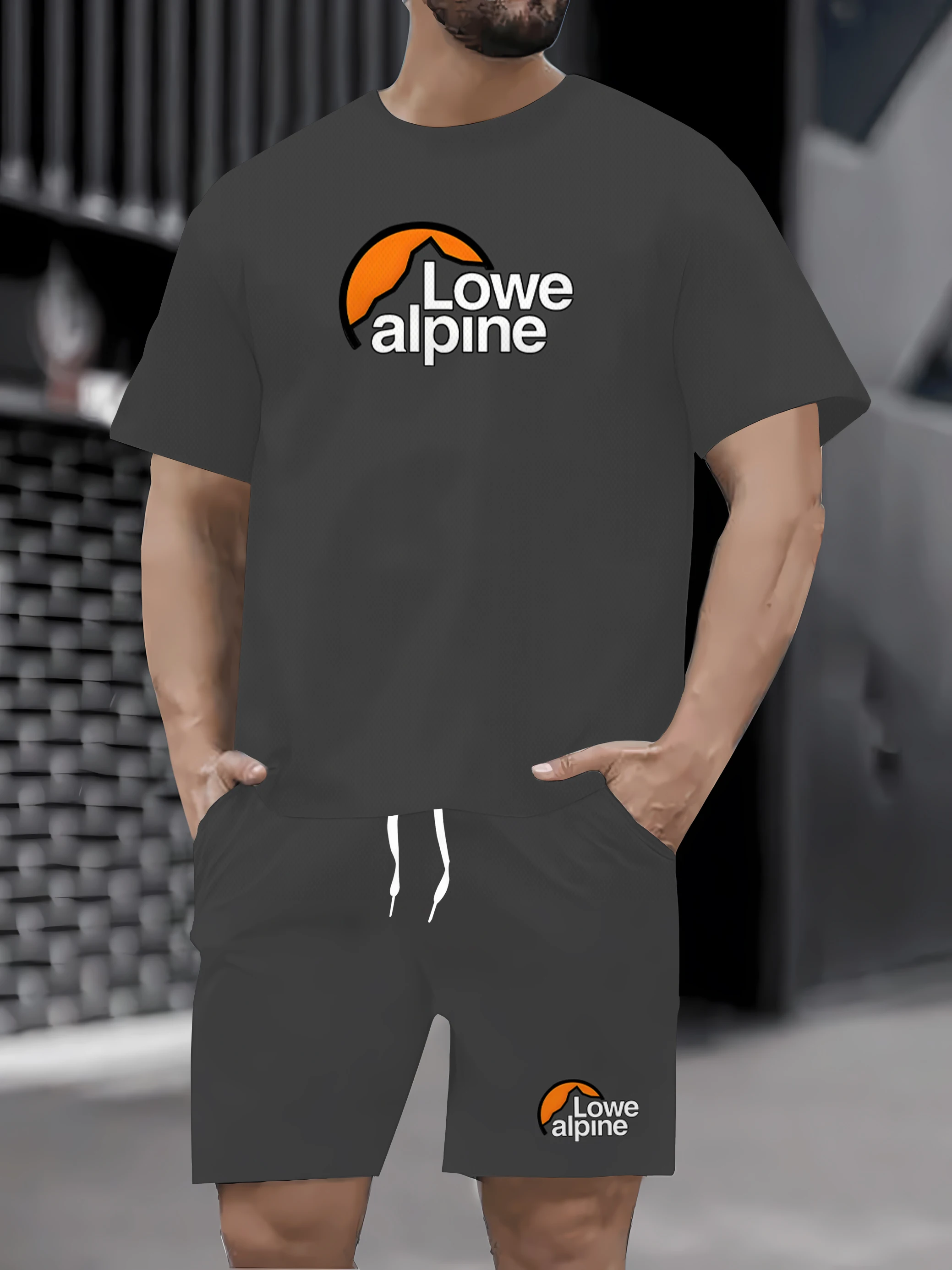 

Conjunto masculino casual verão lazer impressão camiseta + curto 2 peças conjuntos esportes topos camisetas rua ginásio agasalho