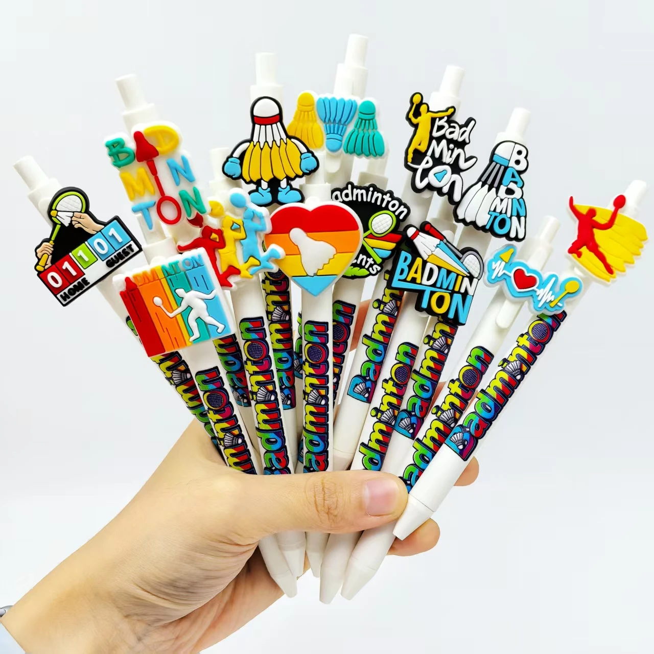 6pcs/10pcs/13pcs/15pcs Creative badminton shaped ballpoint pens, love sports writing and record-keeping gift pens