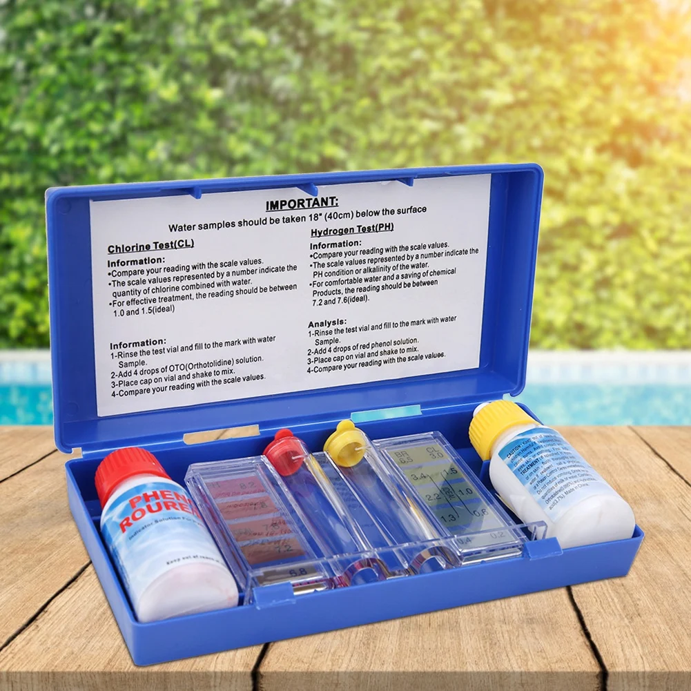 Swimming Pool Water Testing Box Swimming Pool Tester PH Chlorine Water Quality Test Kit Swimming Pool Tester Water Testing Box