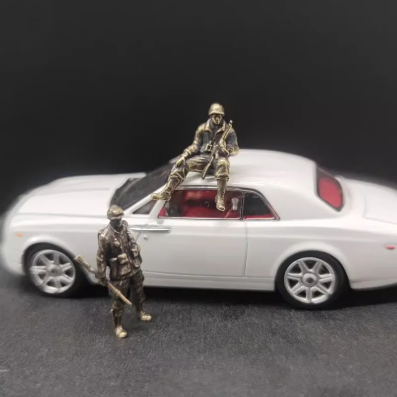 شخصيات الحركة النحاسية الأمريكية للجنود في الحرب العالمية الثانية، وضع الجلوس، وضعية واقفة، إكسسوارات زينة إبداعية، هدايا #4