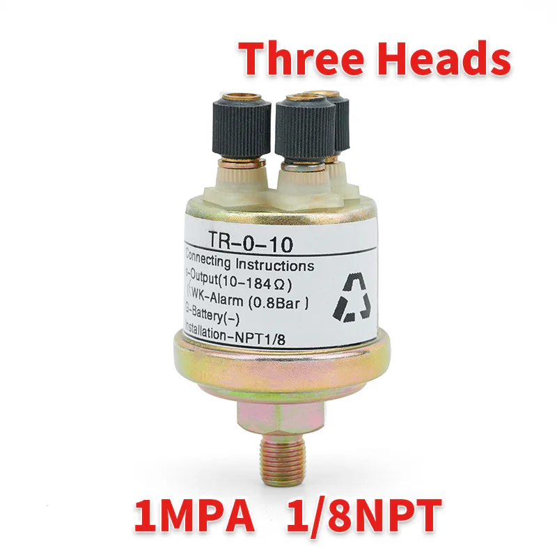 Three Heads Terminal Diesel Generator Set Oil Pressure Sensor 10bars Alarm Plug