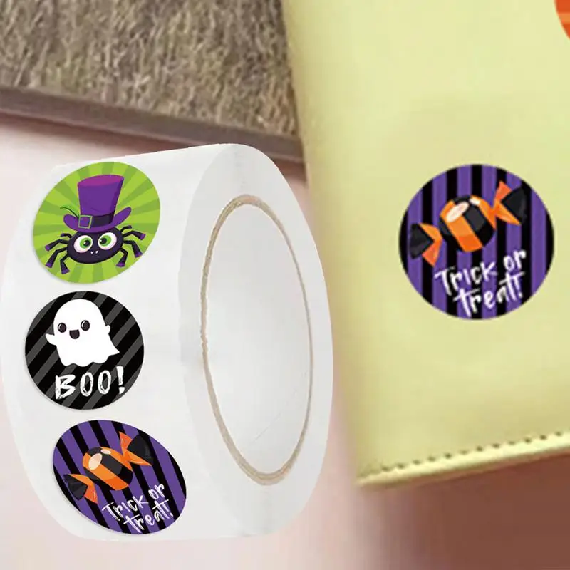 ハロウィーンラウンドシールラベルステッカー、ホリデーロールステッカー、封筒ハロウィーン封筒、ロールあたり500個