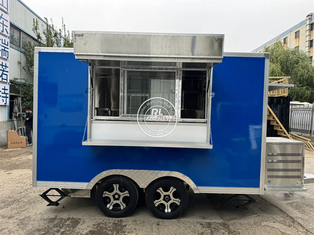 Remolque de camión de comida callejera, carrito de helados totalmente equipado, remolque de aperitivos y café, camión de comida de concesión, cocina móvil