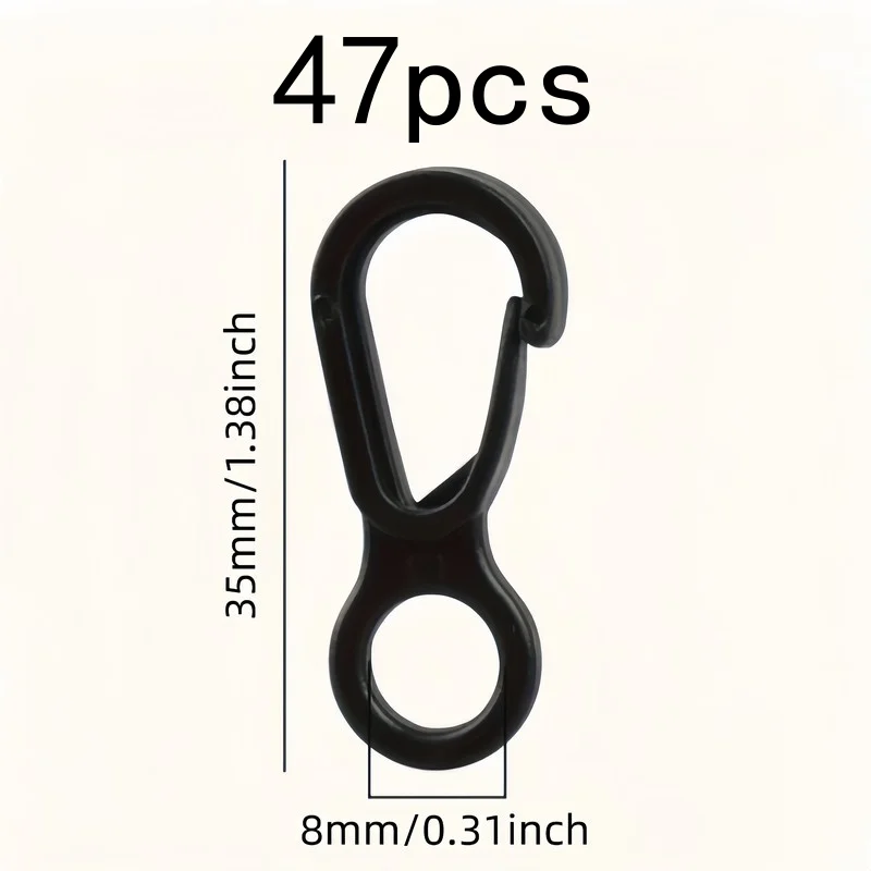 Pack of 47 Multi-purpose Snap Hooks, Quick Release, for Camping, Keychains and Home Storage, Easy to Install