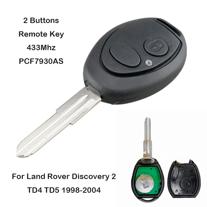 2 Button Car Remote Key 433Mhz Uncut PCF7930AS For Land Rover Discovery 2 TD4 TD5 1998-2000 2001 2002 2003 2004 Auto Accessories