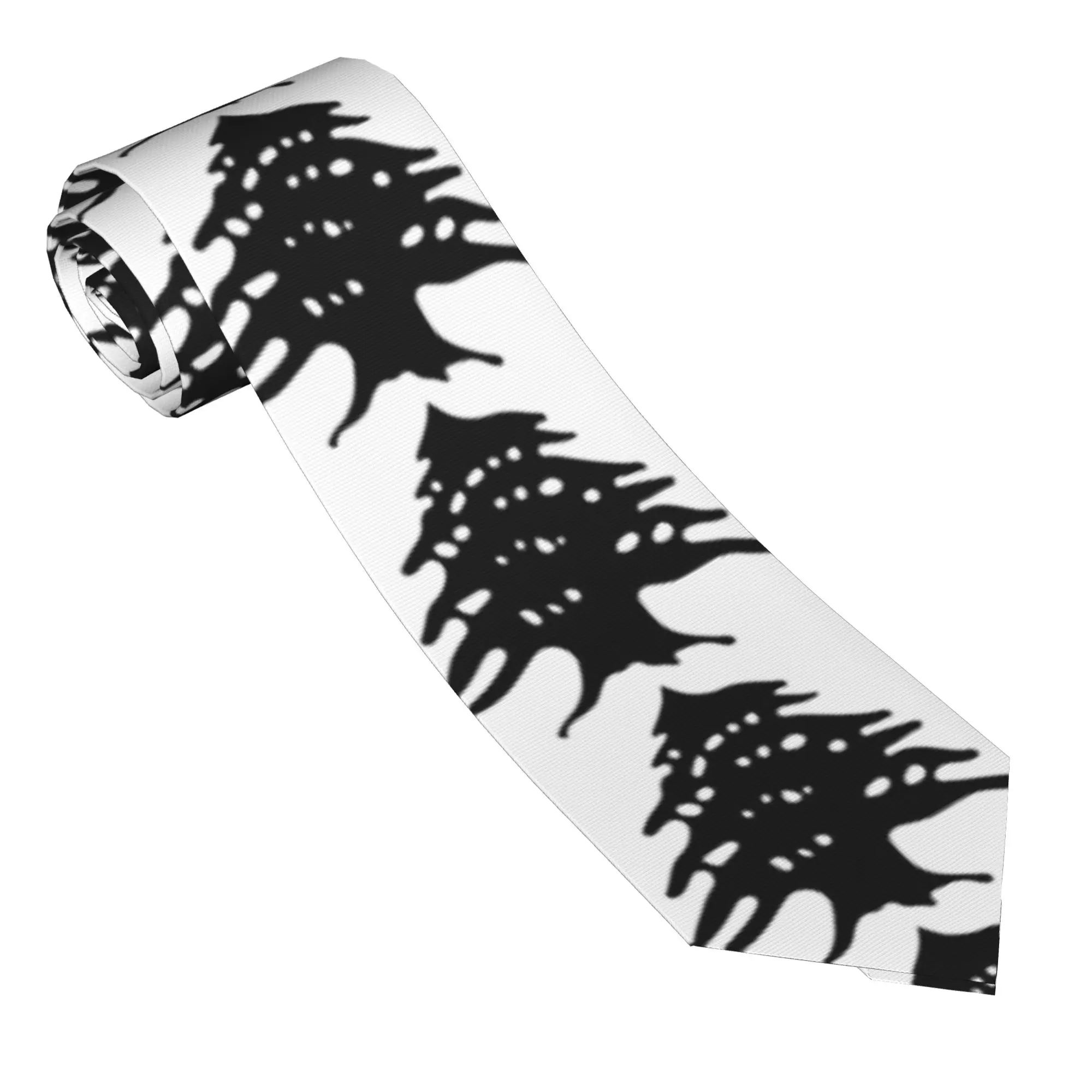 Lebanon Flag Black Symbol Tie  Kawaii Funny Neck Ties For Male Daily Wear Quality Collar Tie Pattern Necktie Accessories