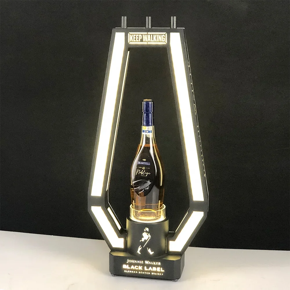Metal de lujo Johnnie whisky fuegos artificiales fríos andador champán licor botella soporte Led botellas de whisky glorificadores presentador