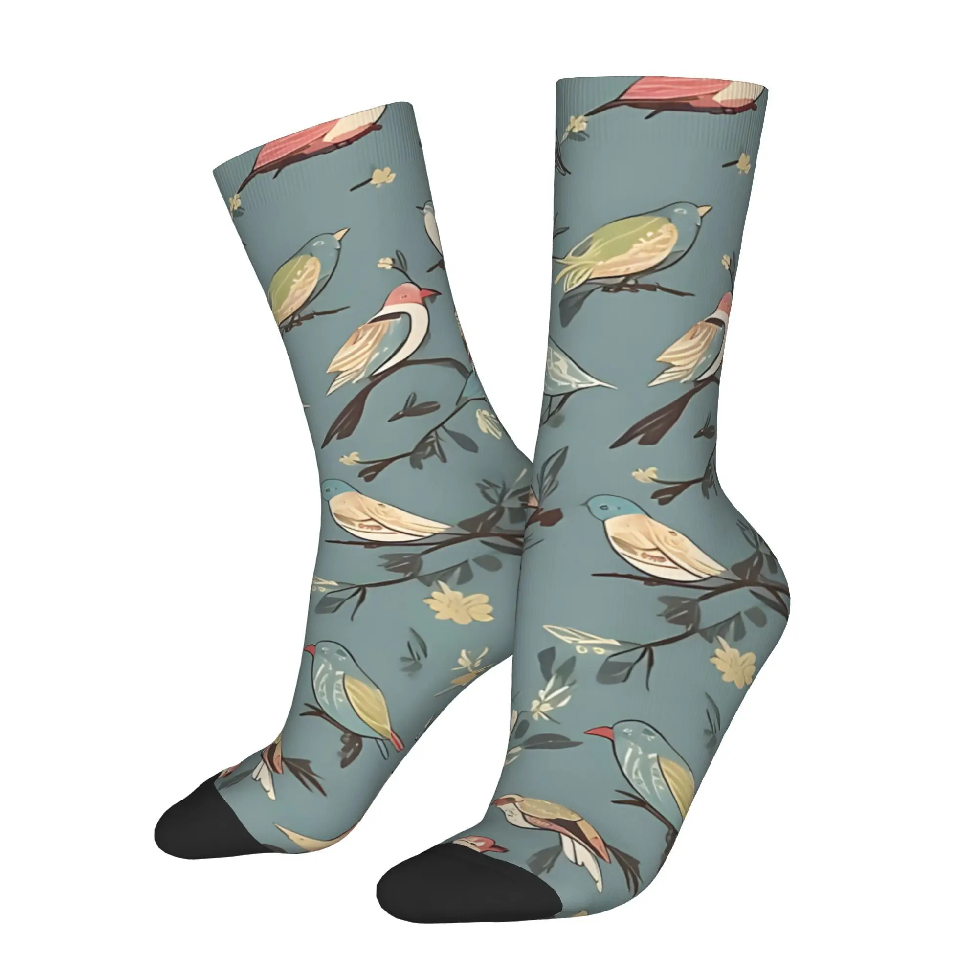 1pc Bird Pattern Printed Men's Socks  Novelty Hip Hop Harajuku Pattern Crew Sock Casual Gift