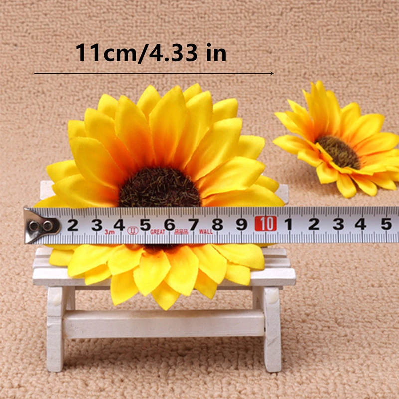 10 قطعة الاصطناعي عباد الشمس زهرة رئيس وهمية أقحوان محاكاة النبات الزفاف ديكو قبعة اكسسوارات فندق ديكور المنزل الطرف #4
