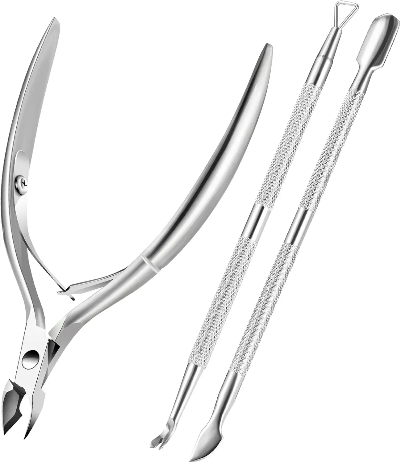 

Cuticle Trimmer Cuticle Remover with Cuticle Pusher, XUNXMAS Professional Stainless Steel Durable Pedicure Manicure Tools Cutter Nipper Scissor Clipper for Fingernails and Toenails Dead Skin Silver