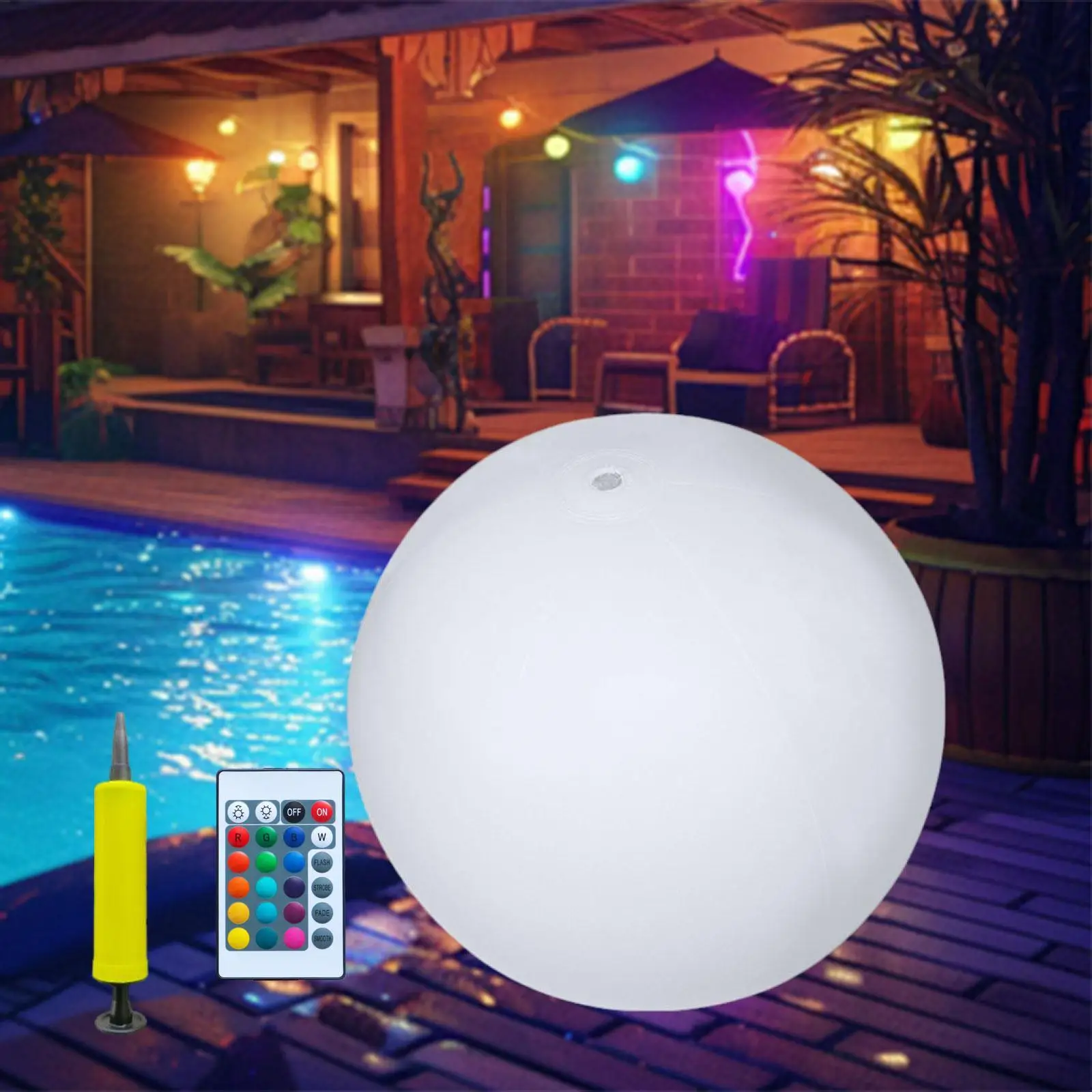 4Pcs Inflatable Beach Ball with 16 Colors Remote Control LED Waterproof Pool Toy