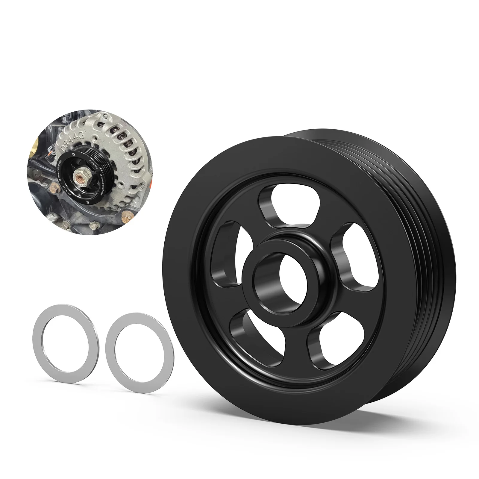 

LS 3" OD Overdrive 6 Rib Alternator Pulley For LS1 LS2 LS3 LS6 For Chevy F-Body 98-02 For GTO 04-06 Truck/SUV 99-13 V8 models