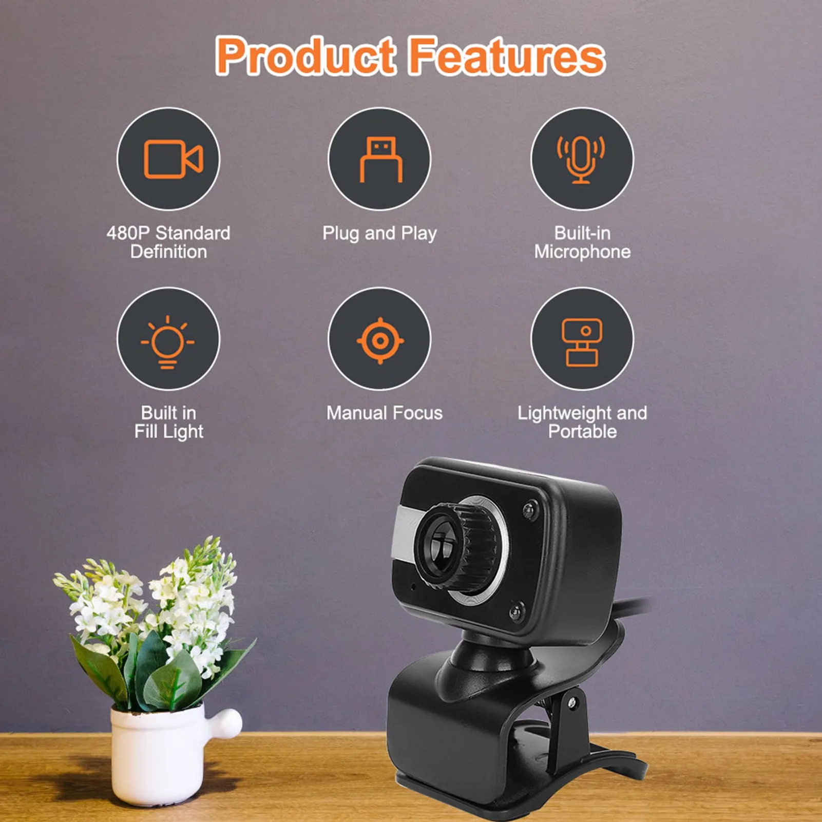 كاميرا ويب USB 0.3 ميجابكسل كاميرا شبكة 360 ° ميكروفون مدمج قابل للدوران متوافق مع وظيفة الرؤية الليلية لأجهزة الكمبيوتر المحمولة MSN/ICQ #6