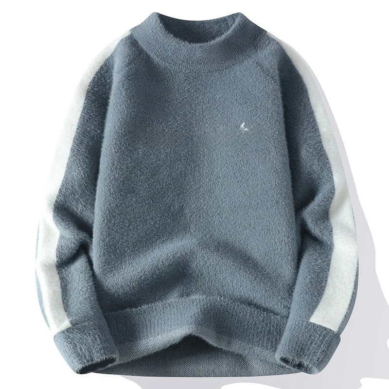 سترة كلاسيكية مكونة من 25 نمطًا سميكة بنصف الياقة العالية مع ملابس محبوكة فضفاضة بأكمام طويلة للشباب #3