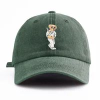 Gorra de béisbol lavada con estampado de oso de béisbol para adultos, estilo Retro minimalista, informal, suave y ajustable, perfecta como regalo, 1 ud.