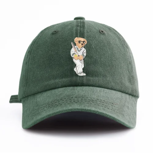 Gorra de béisbol lavada con estampado de oso de béisbol para adultos, estilo Retro minimalista, informal, suave y ajustable, perfecta como regalo, 1 ud.