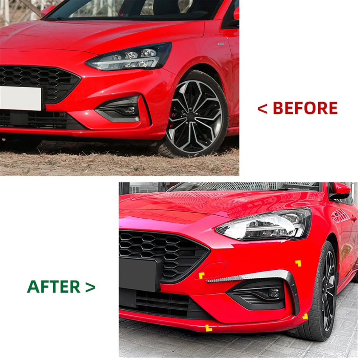 Car Front Bumper Lip Splitter Spoiler Strips for Ford Focus ST Line 2019-2022 Front Air Knife Trims Gloss Black