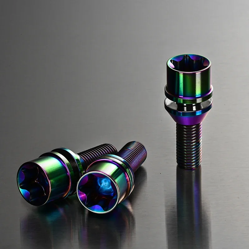 Car Titanium Alloy Lug bolts Titanium Wheel Bolts M12x1.5/M12x1.25 Rainbow color bolt