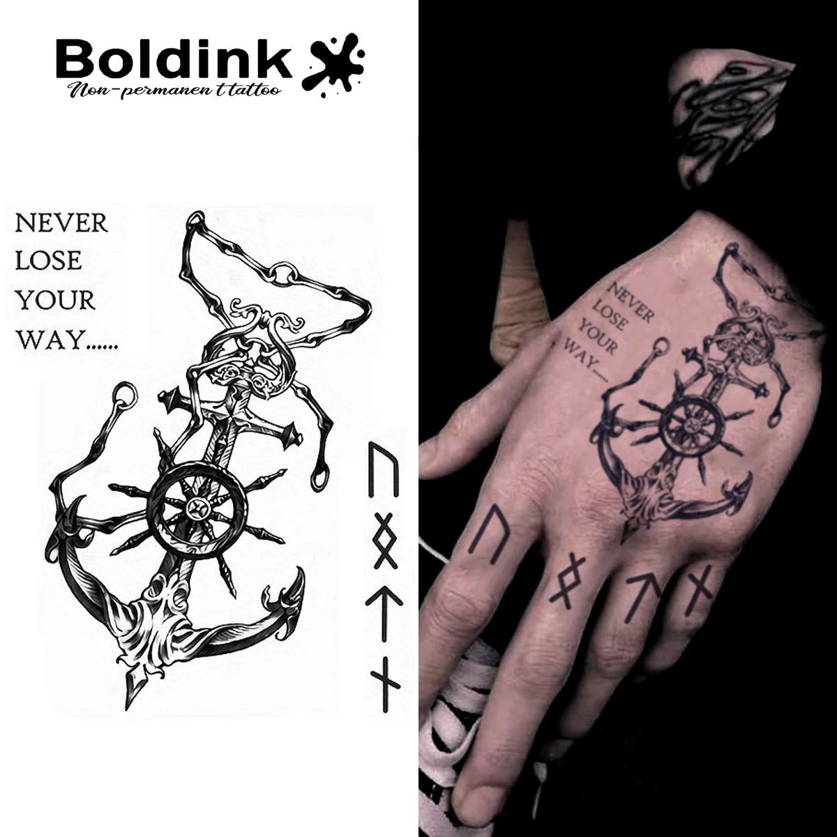 Anchor Temporary Tattoo,Lasts To 15 Days New Technology Magic Waterproof Semi Permanent Sticker.