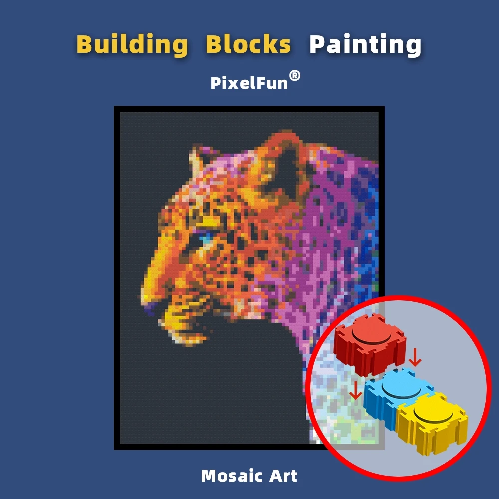 Diy Brand Building Blocks Big Size Painting Mosaic Pixel Dots Art Snow Leopard Colorful Photo Custom Trendy Prints By Number Toy