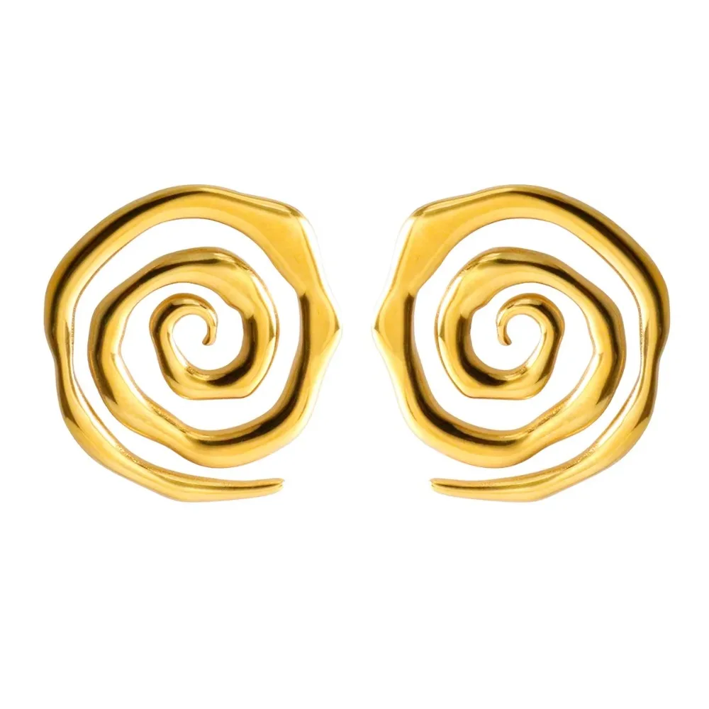 JINHUI Stainless Steel Spiral Circle Earrings