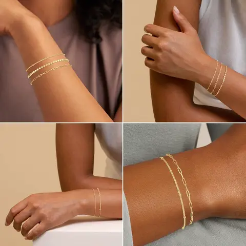 14K Eleganta Stapelbara Armband För Kvinnor Trendiga Kedjearmband Med Gem Justerbara Tennis Söta Smycken 10 best sales fint guldarmband - №3