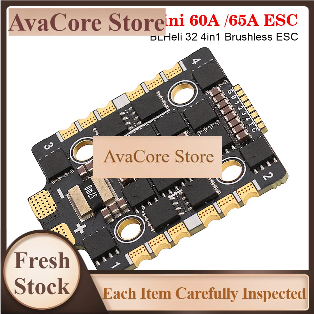 AvaCoreHAKRC Mini 60A /65A BLHeli 32 4in1 Brushless ESC Support PWM, Oneshot125,42/ Multishot/ Dshot150,300,600 2-6S for RC FPV