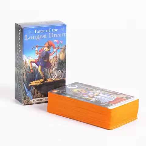 The Longest Dream Tarot Cards 78pcs Deck with Instruction Booklet, Ideal for Enthusiasts and Board Game Lovers Orange Edge
