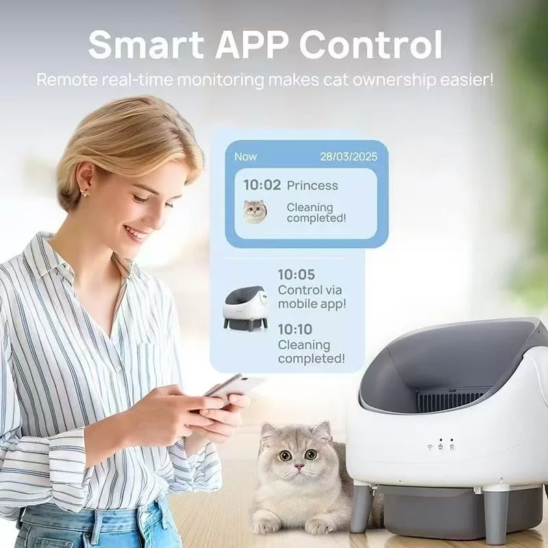 Automatic Self-Cleaning Eco-friendly Plastic Cat Litter Box 76L Capacity Extra Large Open Design Smart Pet Supplies