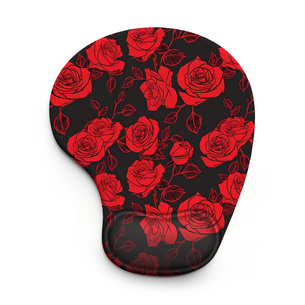 Red Blooming Rose Mouse Pad Wrist Ergonomic Soft Anti-Slip Wrist Rest Support Mat Computer Mouse Pad for Office  PC