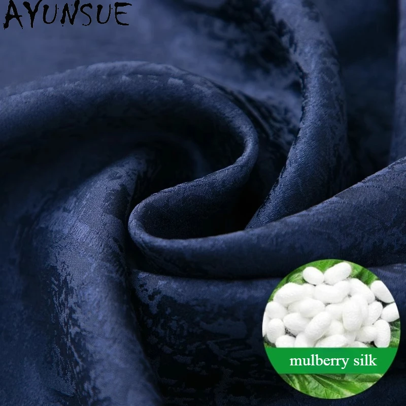 AYUNSUE 100% 桑シルクパンツ男性のファッション衣類唐装ズボンメンズシルクサテンパンツ弾性ウエスト薄いパンツ 바지