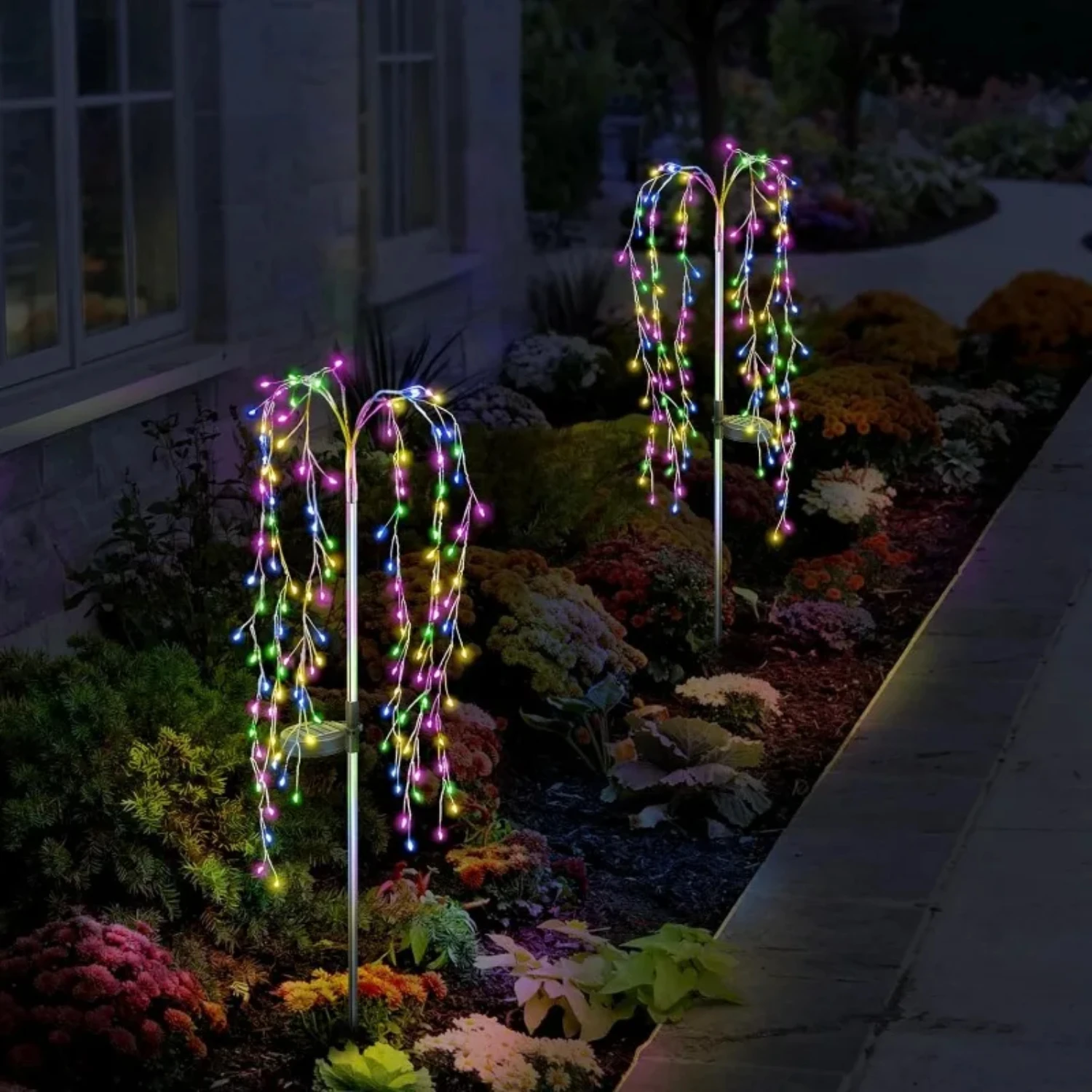 Solar Powered Willow Trees String Light, Novas luzes decorativas, Caminho do terraço do jardim ao ar livre, 8 modos de iluminação, 100LED