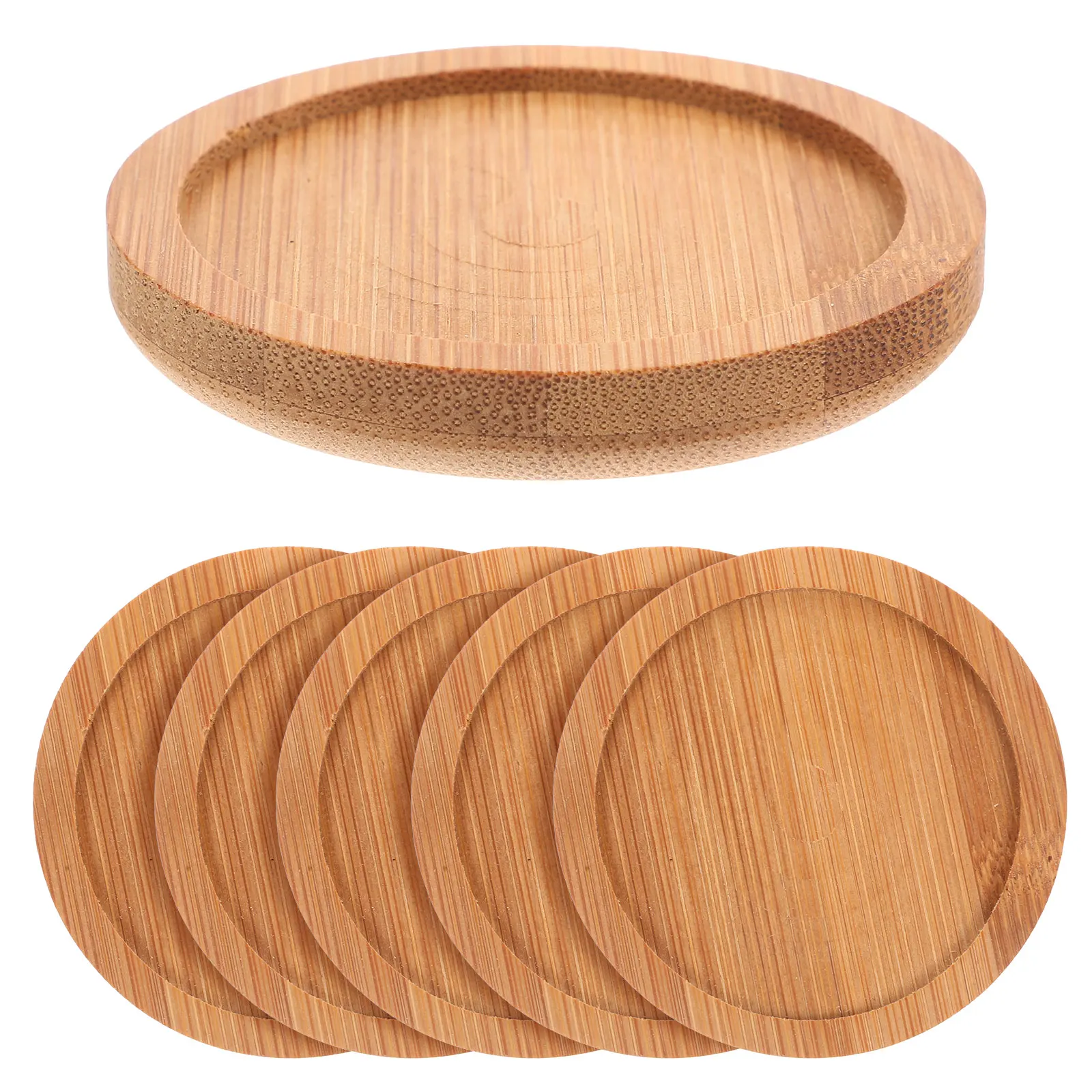 

6 Pcs Drink Coaster Coasters for Plates and Cups Pad Absorbent Drinks Bamboo Round Wood Coffee Table Mug